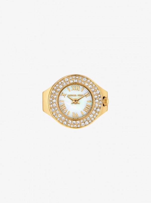 Liliane Pavé Gold-Tone Ring Watch