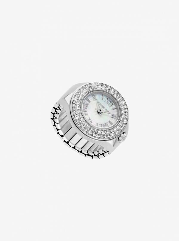 Liliane Pavé Silver-Tone Ring Watch