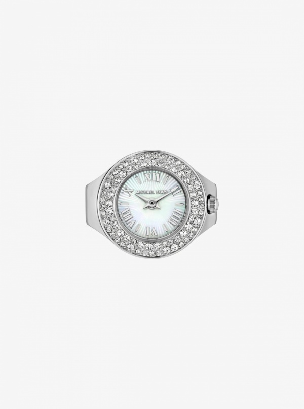 Liliane Pavé Silver-Tone Ring Watch