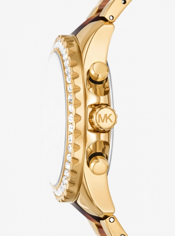 Mini Everest Pavé Gold-Tone and Tortoiseshell Acetate Watch