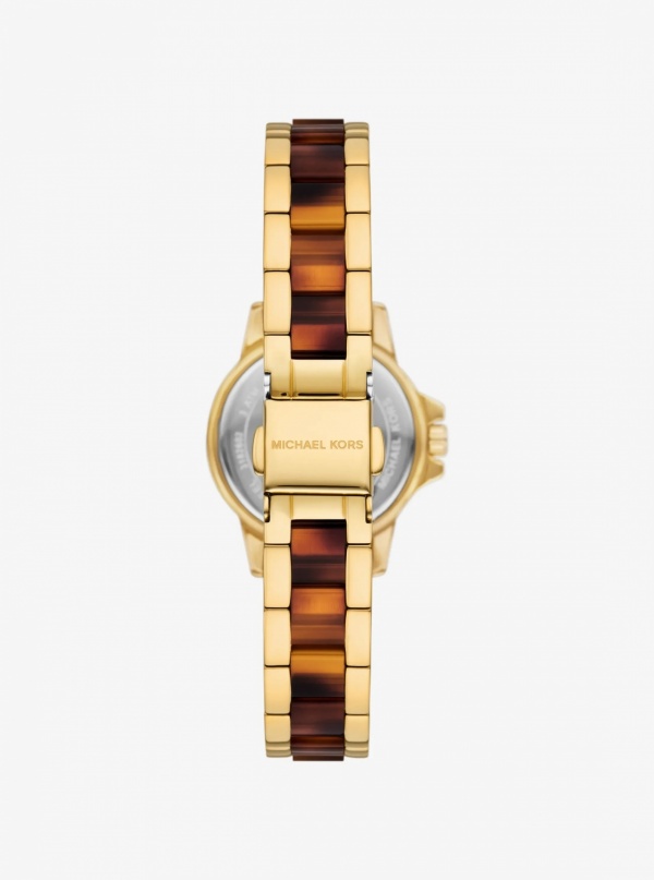 Petite Everest Pavé Gold-Tone and Tortoiseshell Acetate Watch