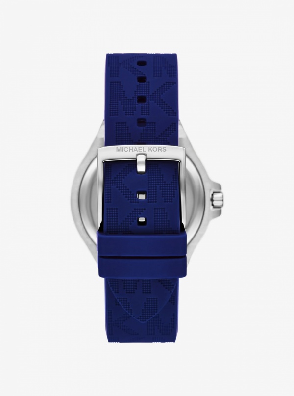 Lennox Pavé Silver-Tone and Logo Silicone Strap Watch