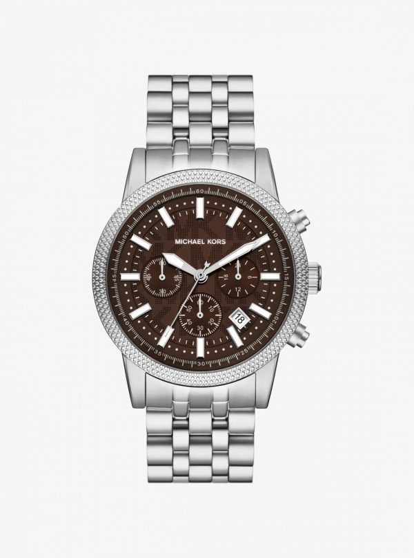 Michael Kors Mens Oversized Hutton Silver-Tone Watch