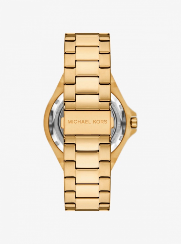 Michael Kors Mens Oversized Lennox Pavé Gold-Tone Watch
