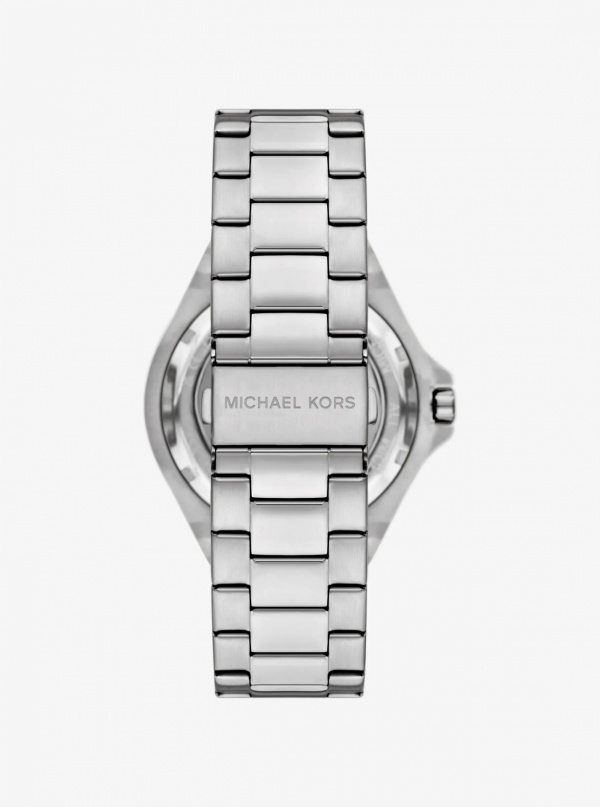 Michael Kors Mens Oversized Lennox Pavé Silver-Tone Watch