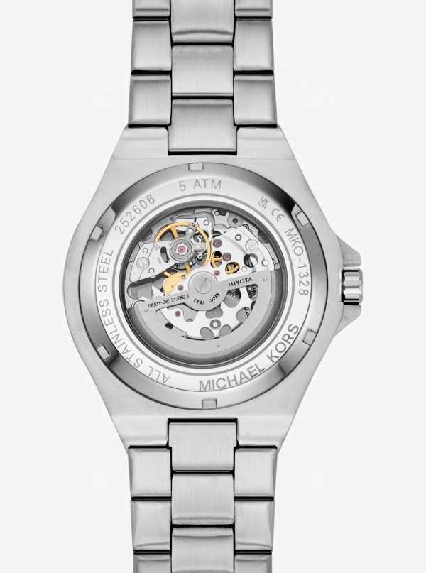 Michael Kors Mens Oversized Lennox Pavé Silver-Tone Watch