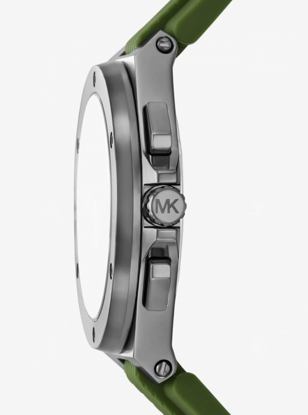Michael Kors Mens Oversized Lennox Gunmetal-Tone and Silicone Watch