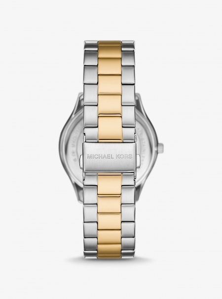 Michael Kors Oversized Aspyn Two-Tone Watch and Leather Card Case Gift Set