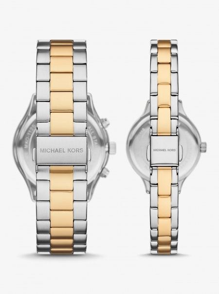 Michael Kors Aspyn His and Hers Pavé Two-Tone Watch Set