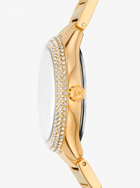 Michael Kors Mini Sylvia Pavé Gold-Tone Watch and Bracelet Gift Set
