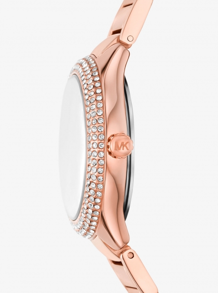 Michael Kors Mini Sylvia Pavé Rose Gold-Tone Watch and Bracelet Gift Set