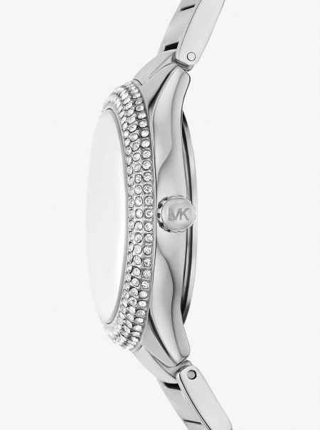 Michael Kors Mini Sylvia Pavé Silver-Tone Watch and Bracelet Gift Set