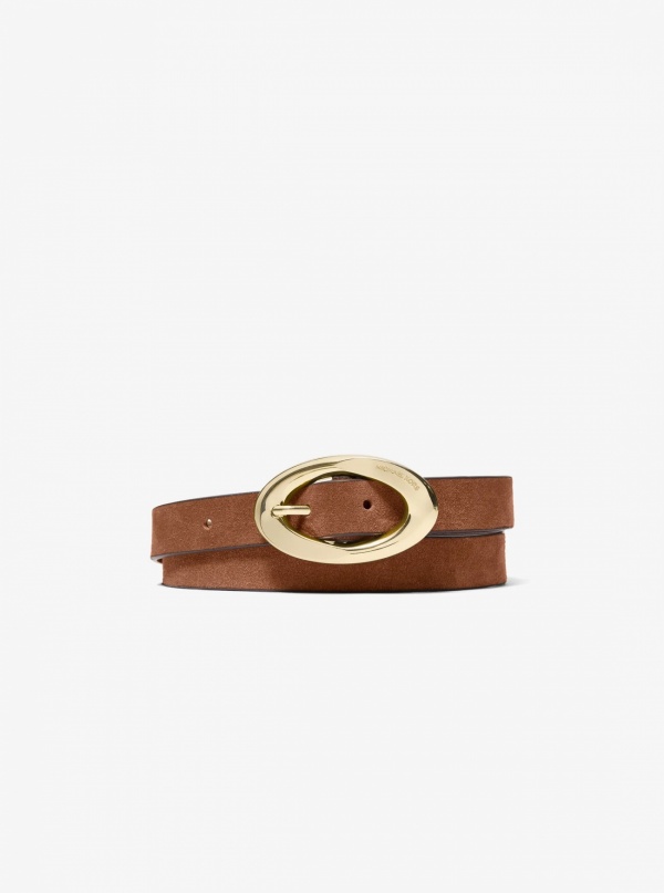 Oval Buckle Suede Belt