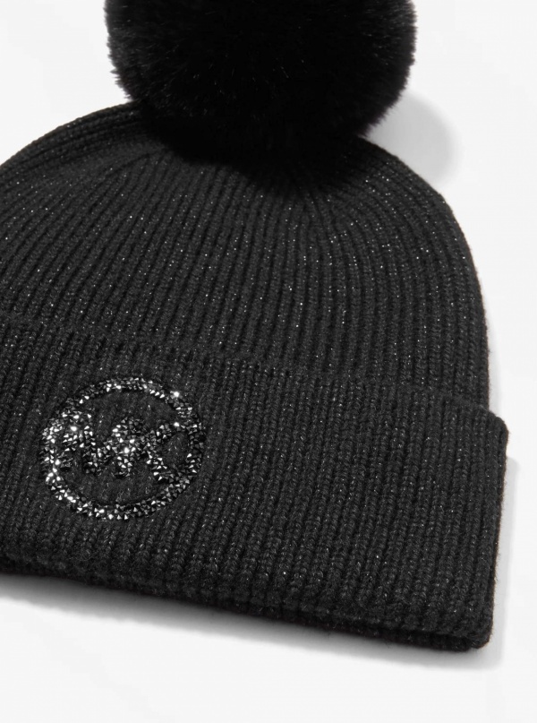 Michael Kors Metallic Knit Beanie Hat and Scarf Set