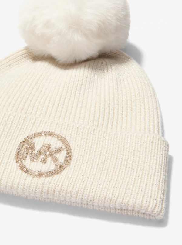 Michael Kors Metallic Knit Beanie Hat and Scarf Set