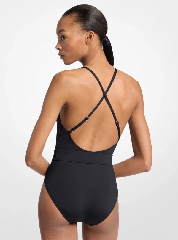 Michael Kors Crossback Belted Swimsuit