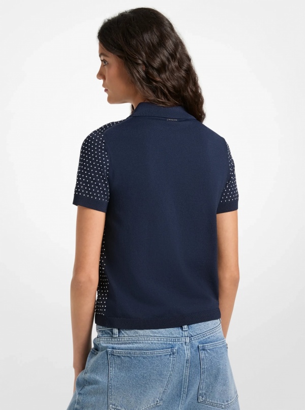 Michael Kors Studded Knit Polo Shirt