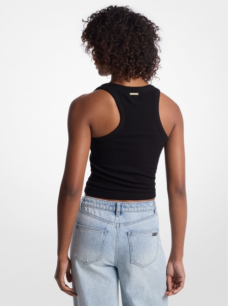 MICHAEL Michael Kors Tie-Front Ribbed Stretch Knit Tank Top