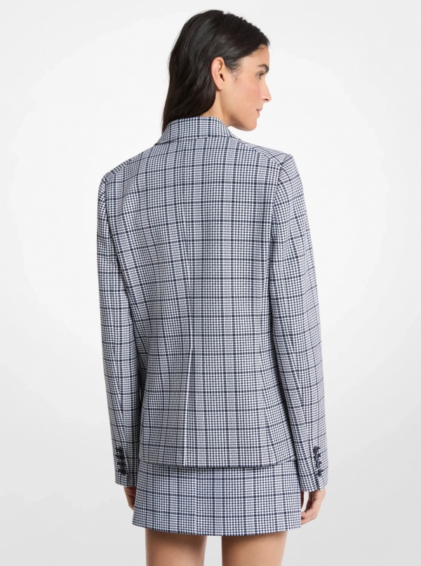 Michael Kors Plaid Stretch Crepe Blazer