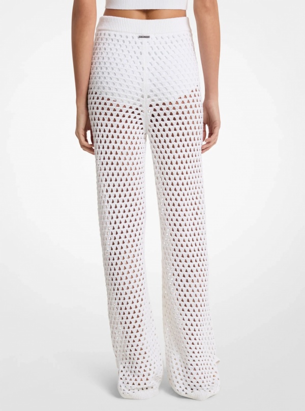 Michael Kors Open-Knit Stretch Cotton Flared Pants