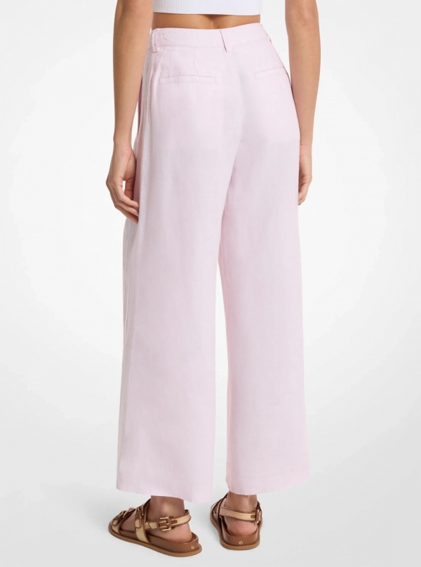 Michael Kors Pleated Linen Wide Leg Pants