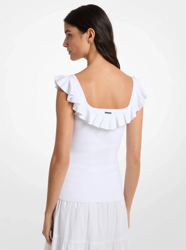 Michael Kors Ruffled Stretch Viscose Tank Top