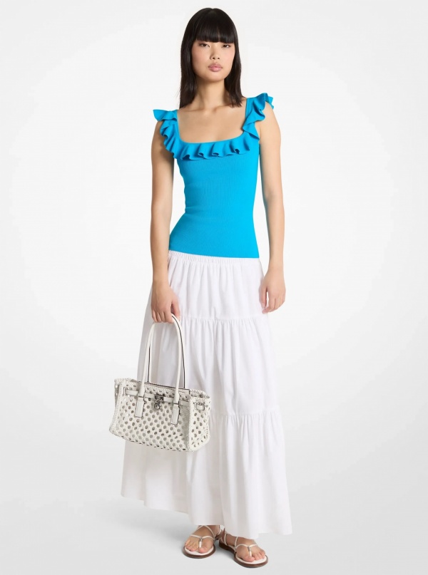 Michael Kors Ruffled Stretch Viscose Tank Top