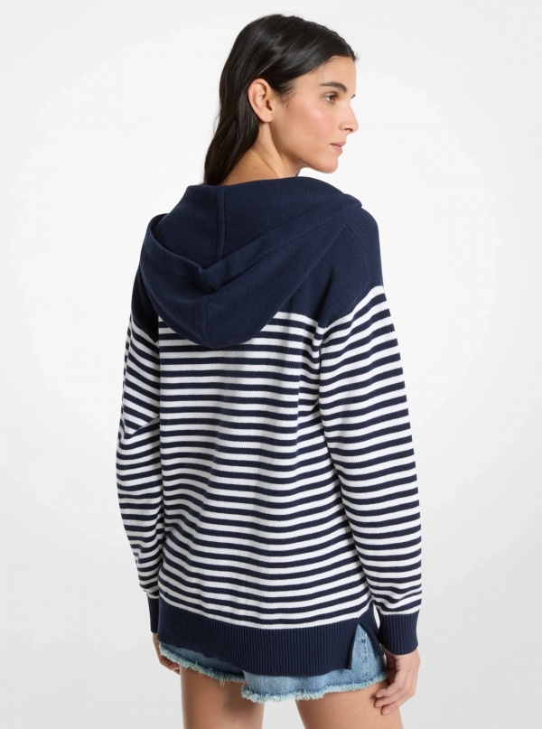 Michael Kors Striped Wool Lace-Up Hoodie