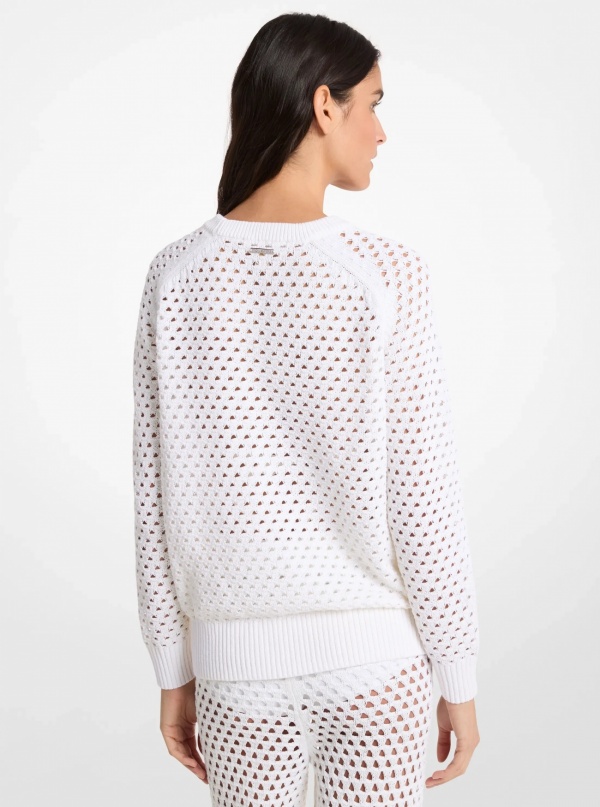 Michael Kors Open-Knit Stretch Cotton Sweater