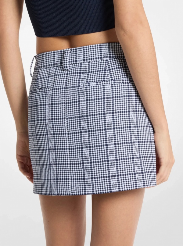 Michael Kors Plaid Stretch Crepe Trouser Mini Skirt