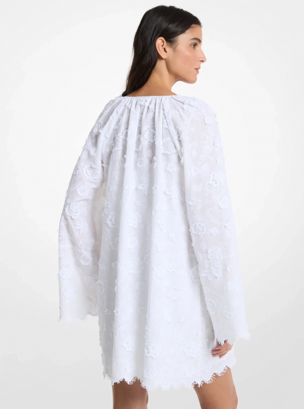 Michael Kors Floral Embroidered Cotton Voile Dress