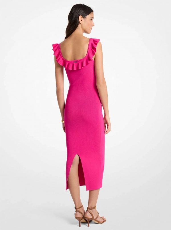 Michael Kors Ruffled Stretch Viscose Midi Dress
