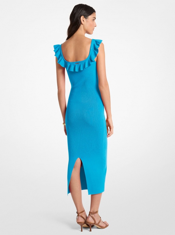Michael Kors Ruffled Stretch Viscose Midi Dress