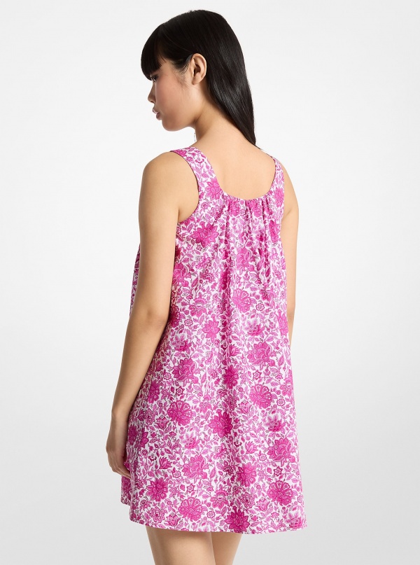 Michael Kors Floral Print Cotton Poplin Mini Dress