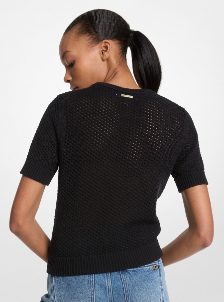 MICHAEL Michael Kors Cotton and Cashmere Mesh Short-Sleeve Sweater