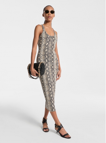 MICHAEL Michael Kors Snake Print Stretch Jersey Racerback Dress