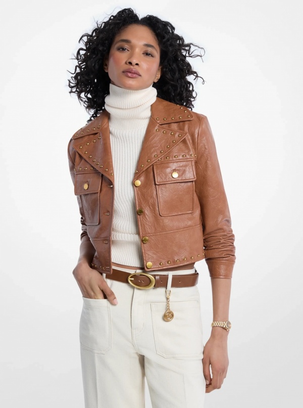 Michael Kors Crinkled Studded Jacket