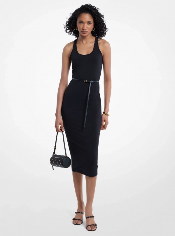 Michael Kors Belted Stretch Matte Jersey Racerback Tank Dress