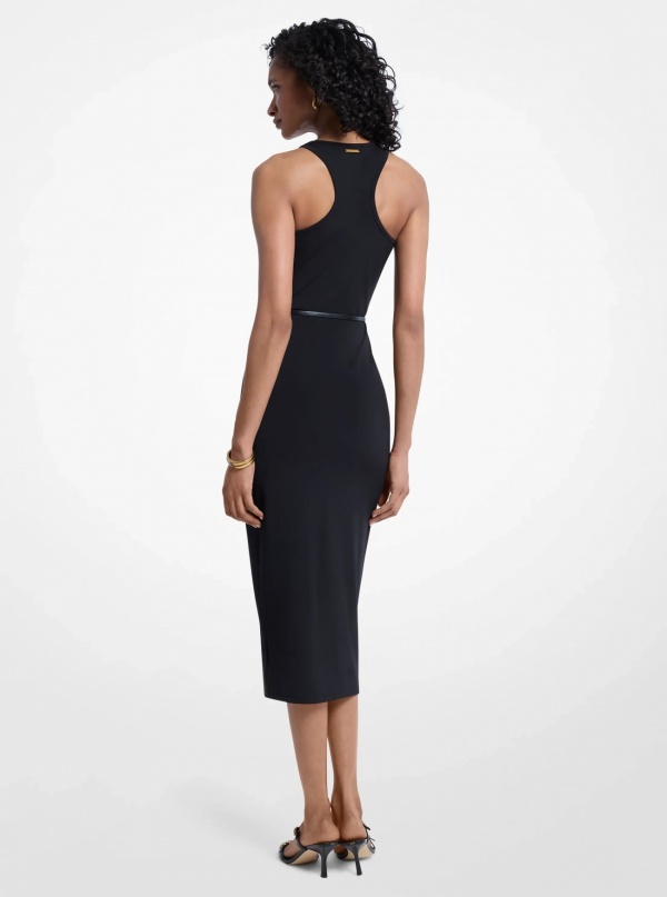 Michael Kors Belted Stretch Matte Jersey Racerback Tank Dress