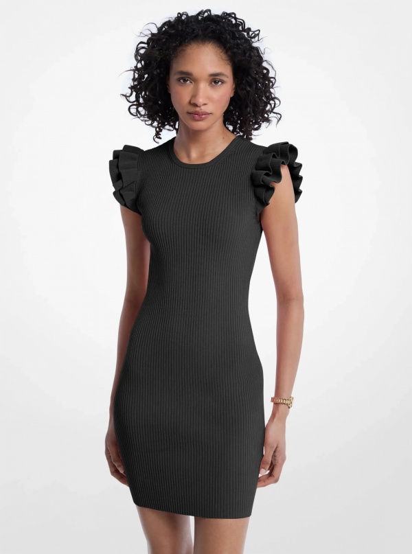 Michael Kors Ruffled Stretch Viscose Mini Dress