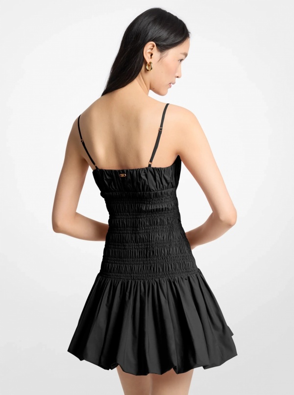 Michael Kors Smocked Cotton Poplin Bubble-Hem Dress
