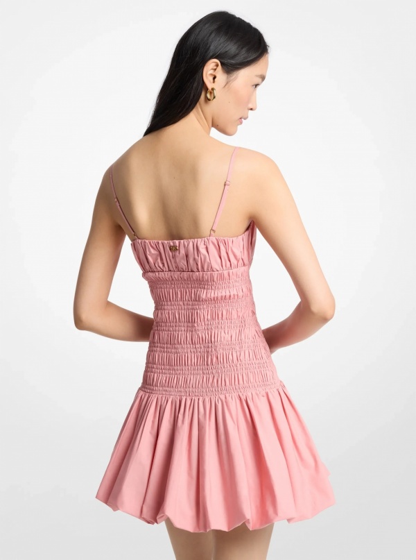 Michael Kors Smocked Cotton Poplin Bubble-Hem Dress
