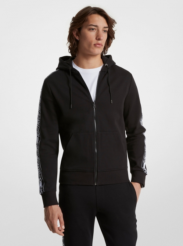 Michael Kors Mens Logo Tape Cotton Blend Zip-Up Hoodie