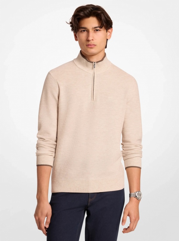 Michael Kors Mens Wool Blend Quarter-Zip Sweater