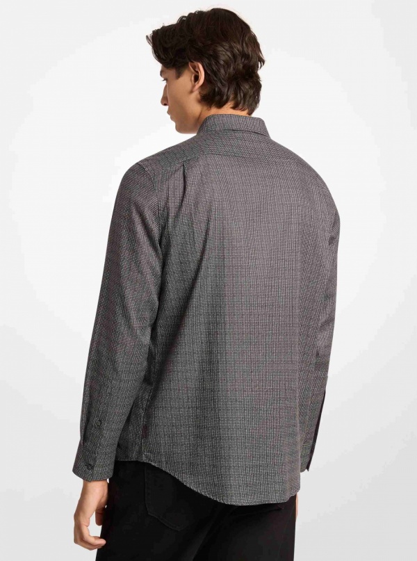 Michael Kors Mens Houndstooth Print Cotton Shirt