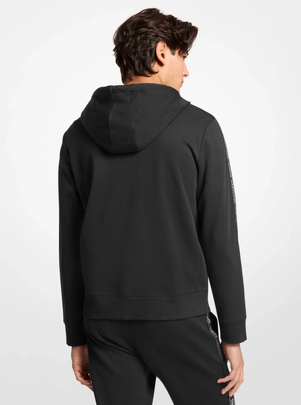 Logo Tape Cotton Blend Zip-Up Hoodie