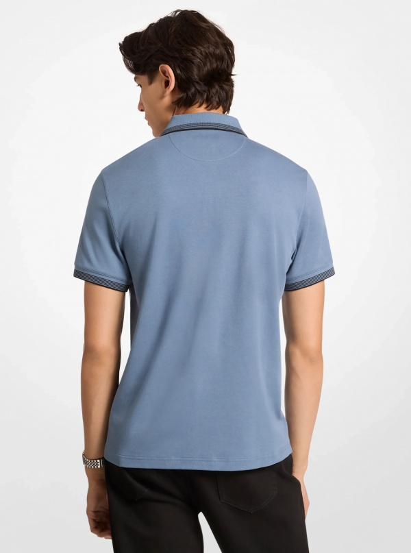 Cotton Zip-Up Polo Shirt