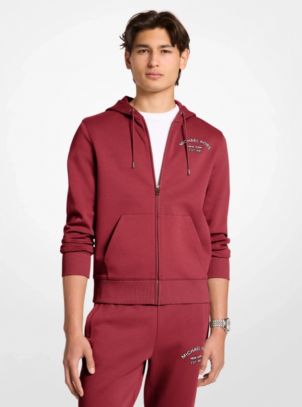 Logo Cotton Blend Zip-Up Hoodie