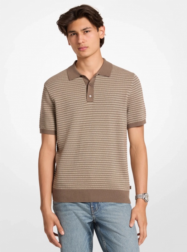 Two-Tone Knit Polo Shirt
