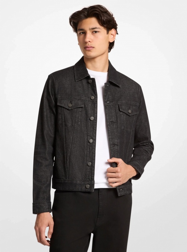 Michael Kors Mens Stretch Denim Trucker Jacket